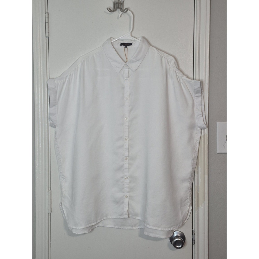 NEW Quince Tencel Camp Shirt White Womens Size Extra Large Button Up Minimalist